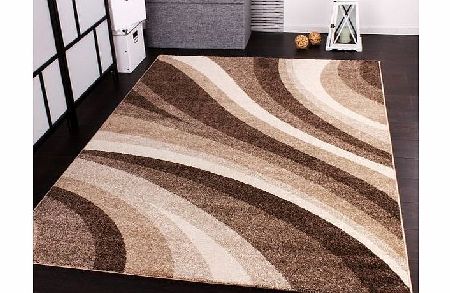 PHC Designer Rug Modern Carpets for living room and more with Waves Design in Beige, Size:80x150 cm