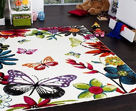 PHC Kids Rug - Butterfly - Multicoloured Cream, Size:80x150 cm