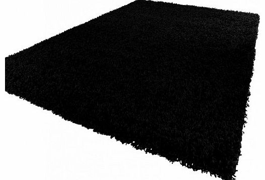 PHC Shaggy Rug High Pile Long Pile Modern Carpet Uni Black, Dimension:160x220 cm
