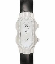 Philip Stein Black and MOP dial dual time watch