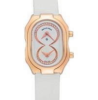 Rose-gold and diamond dual time watch