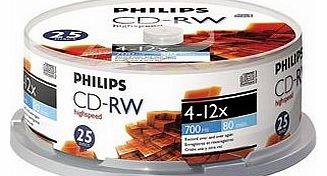 Philips - 25 x CD-RW - 700 MB ( 80min ) 4x - 12x - spindle - storage media