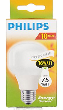 Philips 15W ES Softone Energy Saving Bulb, Opal