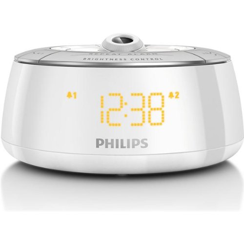Philips AJ5030/05 White Time Projection Radio Alarm Clock