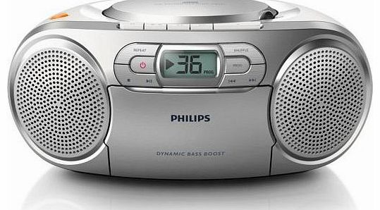 Philips AZ127/05 Silver Portable CD/Cassette Player with FM Radio and Dynamic Bass Boost