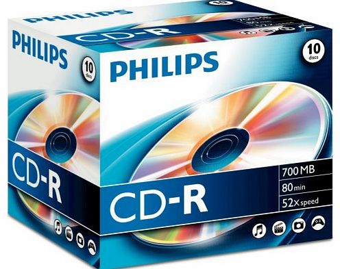 Philips CD-R 80 Minute 52x Speed - Standard Jewel Case - 1 x Pack of 10 Single Discs