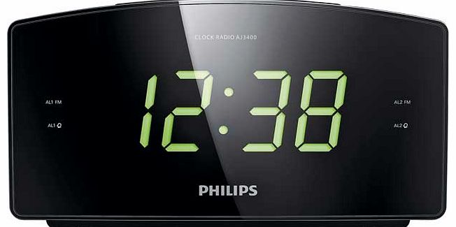 Philips Jumbo Display Alarm Clock Radio - Black