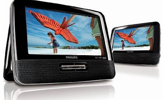 Philips PD7022/05 Twin 7 inch Portable DVD Player - Black