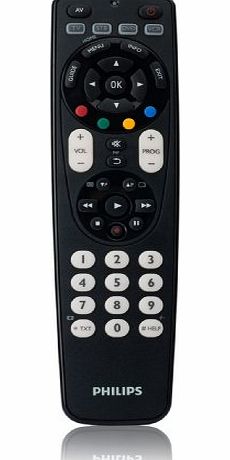 Philips SRP4004/86 Universal Remote Control with Easy to See Fluorescent Glow Buttons, Complete with Batteries - Operates Many Brands: TV, Blu-ray Player, CABLE, DVB-T, DVD, DVDR-HDD Combo, SAT and VC