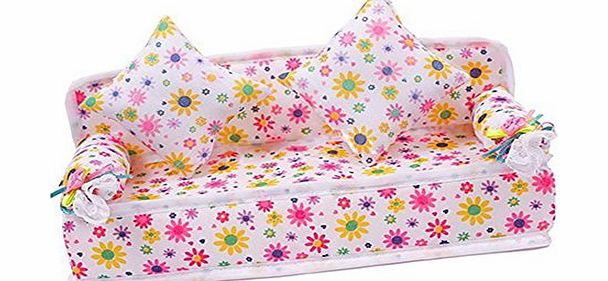 Phoenix B2C UK Mini Flower Sofa Couch  2 Cushions For Doll House Accessories