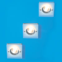 Glass Front Square Downlight 50W 3 Pack Chrome Finish