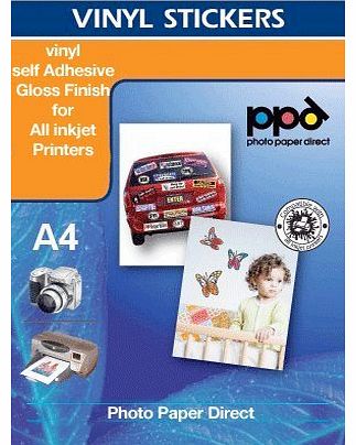 A4 Inkjet Gloss Vinyl Self Adhesive Sticker Paper x20 sheets
