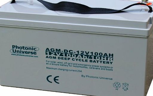 Photonic Universe 100Ah 12V Photonic Universe deep cycle AGM battery for a motorhome, caravan, campervan, boat (leisure battery), solar, wind UPS or back up / off-grid power systems