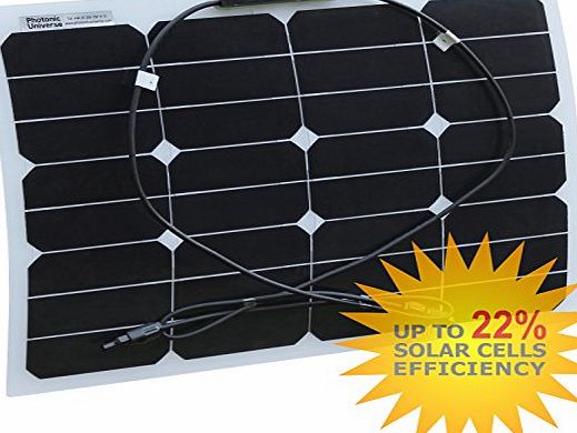 Photonic Universe 30W Photonic Universe flexible solar panel made of back-contact cells, for a motorhome, caravan, campervan, rv, lorry, trailer, or for a boat/yacht, or an off-grid solar power system