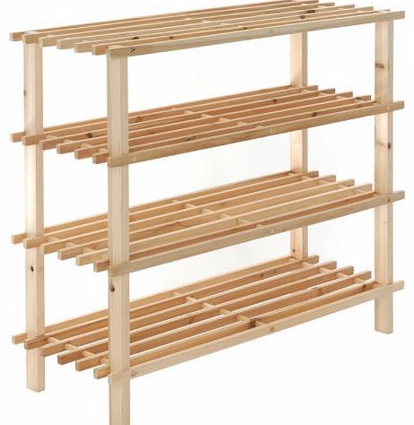 PHW 4 Tier Shelf Wooden Wood Shoe Rack Stacking Storage 74cm