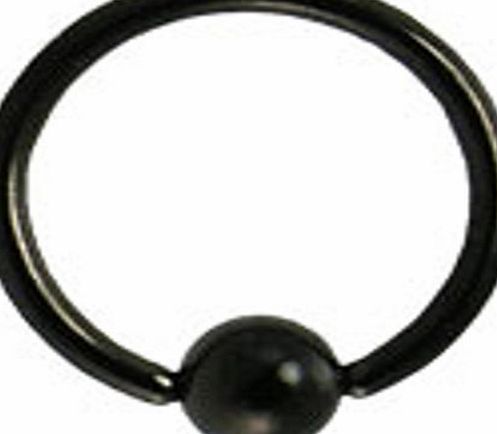 PiercedOff Black Titanium Eyebrow Tragus Lip Ear Ring BCR 14GA (1.6mm x 10mm)