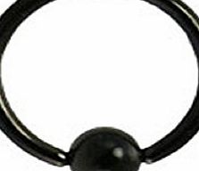 PiercedOff Black Titanium Eyebrow Tragus Lip Ear Ring BCR 16GA (1.2mm X 10mm)