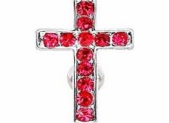 Piercing Boutique Surgical Steel Reverse Gem Cross / Crucifix Belly Bar with Coloured Gems 1.6mm (14 gauge) x 10mm Length - One Piece - Red