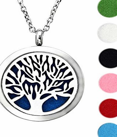 PiercingJ Aromatherapy Essential Oil Diffuser Necklace Stainless Steel Locket Pendant with 24`` Chain amp; 6 Felt Pads