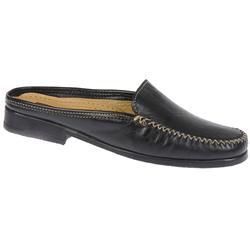 Female Mary Leather Upper Leather Lining Mules in Black