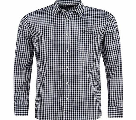 Pierre Cardin Men C LS Shirt Snr40 Navy Gingham 2