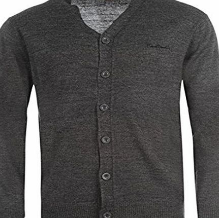 Pierre Cardin Mens Cardigan Long sleeves Plain Colouring Knitwear Buttoned Charcoal Marl L