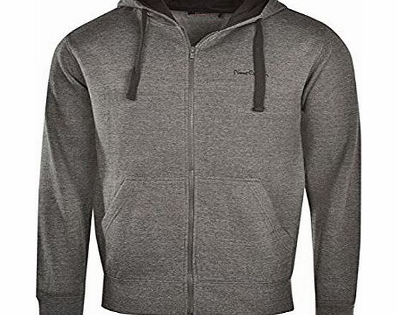 Pierre Cardin Mens Full Zip Hoody Long Sleeved Hooded Top Hoodie Fleece Charcoal Marl L
