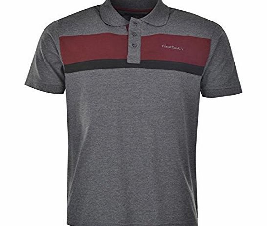 Pierre Cardin Mens Panel Polo ShirT Shirt Short Sleeved Cotton Tee Top T Shirt Charcoal XL