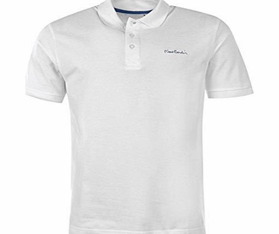 Pierre Cardin Mens Plain Polo Short Sleeved Cotton Tee Top T Shirt White L