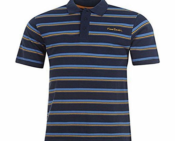 Pierre Cardin Mens Striped Polo Shirt Short Sleeved Tee Top T Shirt Navy L