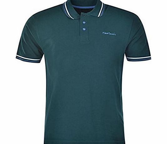 Pierre Cardin Mens Tipp Polo Short Sleeved Cotton Tee Top T Shirt 3 Buttons Dark Green L
