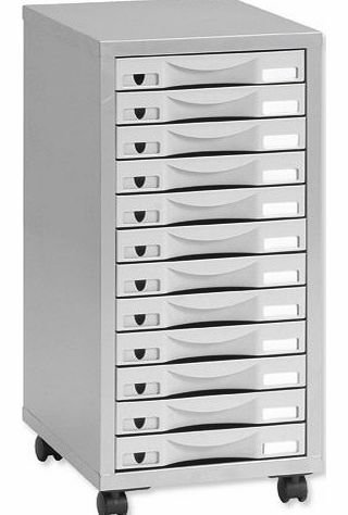 Pierre Henry 12 Multi Drawer Filing Cabinet - Silver/ Grey