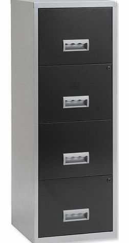 Pierre Henry 4 Drawers Maxi Filing Cabinet - Silver/ Black