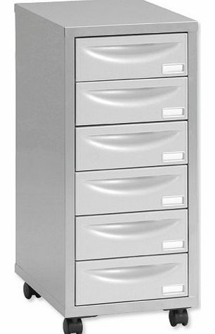 6 Multi Drawer Filing Cabinet - Silver/ Grey