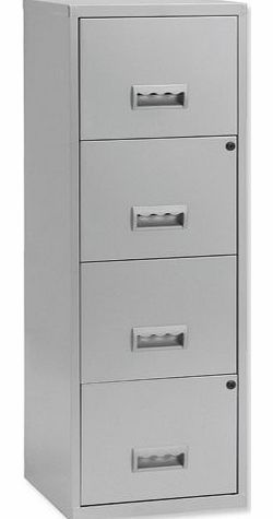 Pierre Henry A4 Steel 4 Drawer Filing Cabinet - Silver