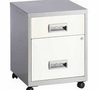Combi Filing Cabinet 2 Drawer - Color: Silver/White
