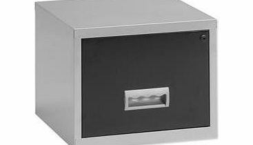 Pierre Henry Filing Cabinet Steel Lockable 1 Drawer A4 Silver and Black