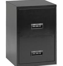 Pierre Henry Filing Cabinet Steel Lockable 2 Drawers A4 Black