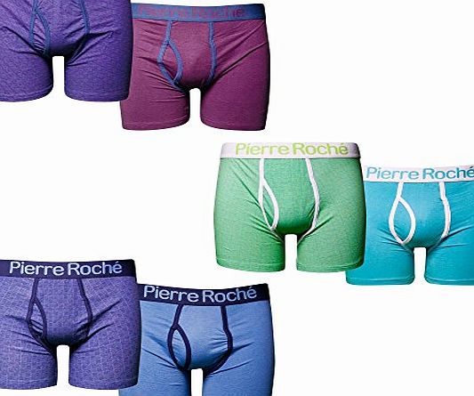 Pierre Roche Mens Boxer Shorts Trunks keyhole Designer Cotton Pierre Roche Underwear 4 pack (L, Key Hole Trunk)
