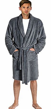 Tom Franks Mens Soft Fleece Dressing Gown HT501C Black Navy or Charcoal
