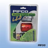 PIFCO SOLD BY MUSIC AND LAUGHTER FULL SET OF PIFCO LED BIKE LIGHTS FRONT, REAR, BRACKETS AND BATTERIES FITS ANY BIKE.