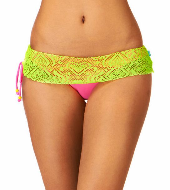 Piha Womens Piha Crochet Skirt Bikini Bottom - Yellow