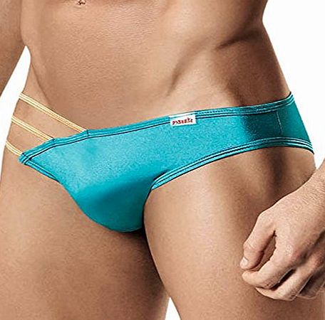 Pikante Agatha New Sexy Designer Mens Shiny Gold Nylon String Tanga Brief Pouch Underwear Large