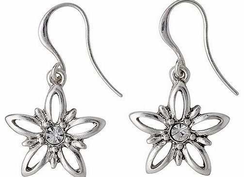 Divine Flower Hook Earrings (925 Silver Plated) ... Drop: 2cm
