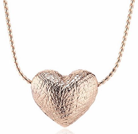  JEWELLERY ROSE GOLD TEXTURED HEART NECKLACE