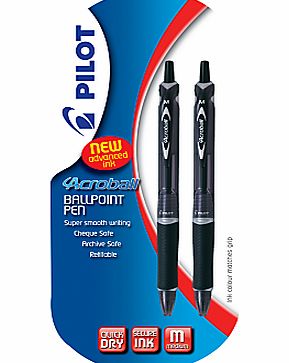 Pilot Acroball Ballpoint Pens, Black, Pack of 2