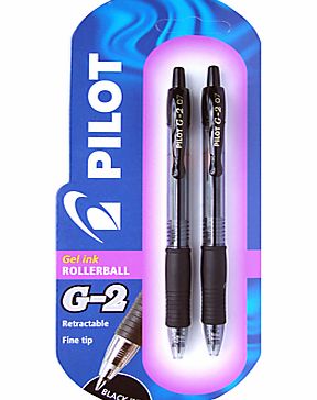 Pilot G-2 Rollerball Pens, Pack of 2, Black