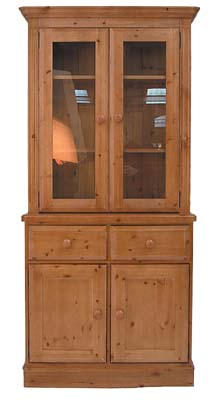 pine 3FT GLASS TOP DRESSER OLD MILL