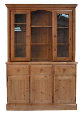 pine 4FT 6IN GLASS TOP DRESSER OLD MILL