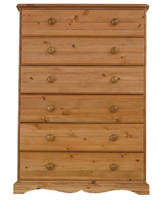 pine 6 DRAWER CHEST OF DRAWERS BADGER